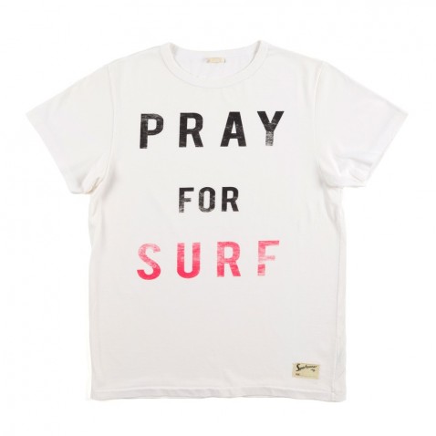 T-shirt PRAY FOR SURF Blanc pour 18