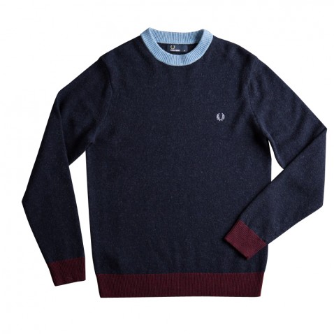 Pull CONTRAST RINGER CREW Bleu Fonc pour 129