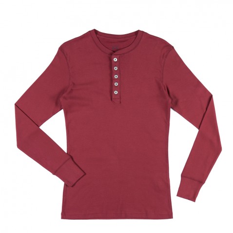 T-shirt RIB KNIT HENLEY Bordeaux pour 55